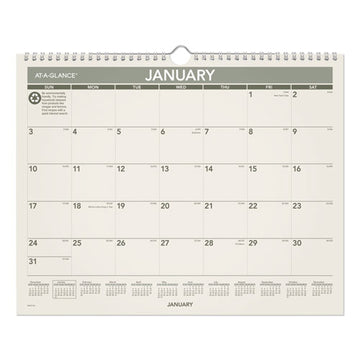 AT-A-GLANCE® Recycled Wall Calendar, Unruled Blocks, 15 X 12, Sand-green Sheets, 12-month (jan To Dec): 2022 freeshipping - TVN Wholesale